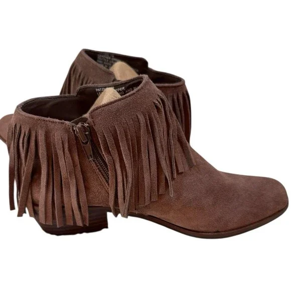 Steve Madden Womens Patzee Boot Size 7 Brown Suede Fringe Bootie Low Block Heel - Picture 6 of 14
